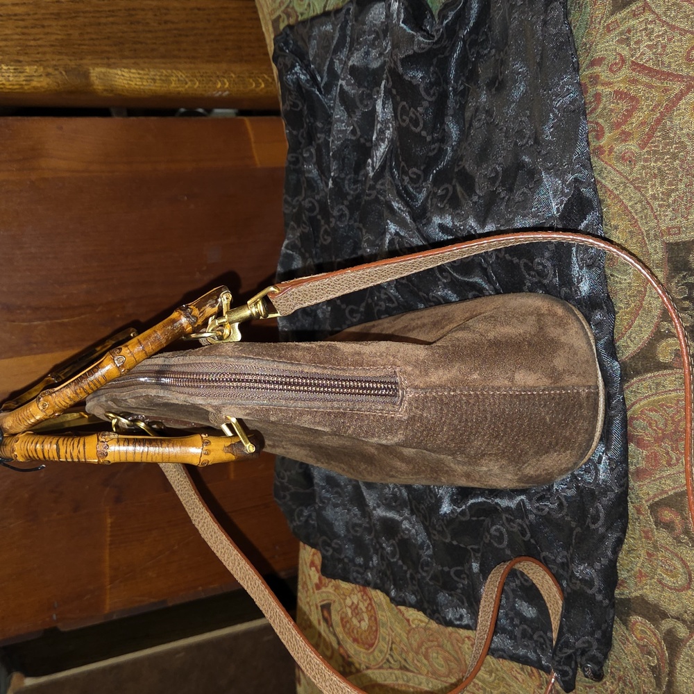 Gucci Vintage Suede Mini Bamboo Crossbody 00028650290 $1,250 Retail EUC - Picture 6 of 16